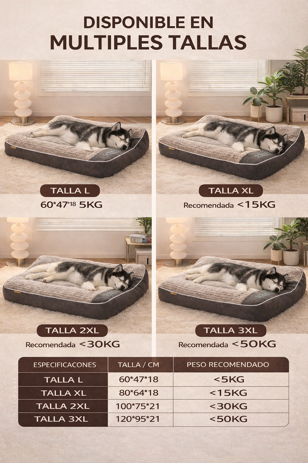 Cama antiestrés acolchada perfecta para perros de todos los tamaños
